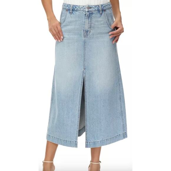 FRYE Front-Slit Seamed Denim Midi Skirt Size 30/10 NWT - Picture 1 of 9